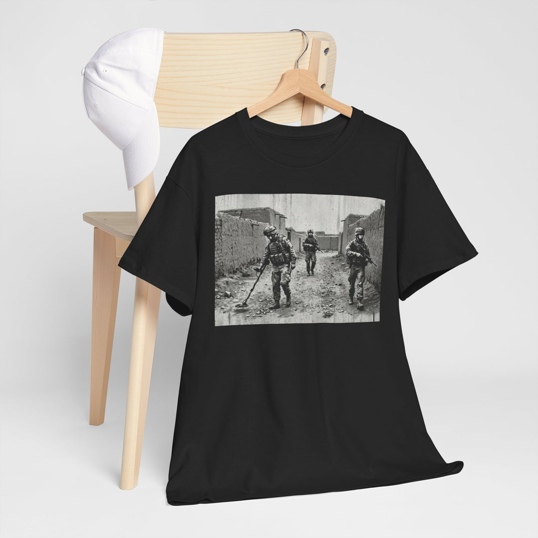 Helmand Vallon Patrol T-Shirt - Vintage Military Graphic Tee - Black &amp; White