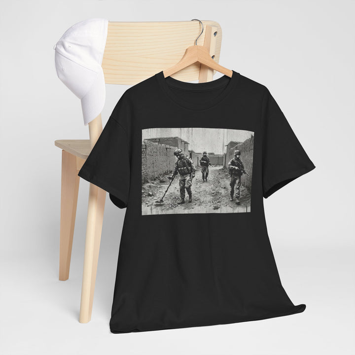 Helmand Vallon Patrol T-Shirt - Vintage Military Graphic Tee - Black &amp; White