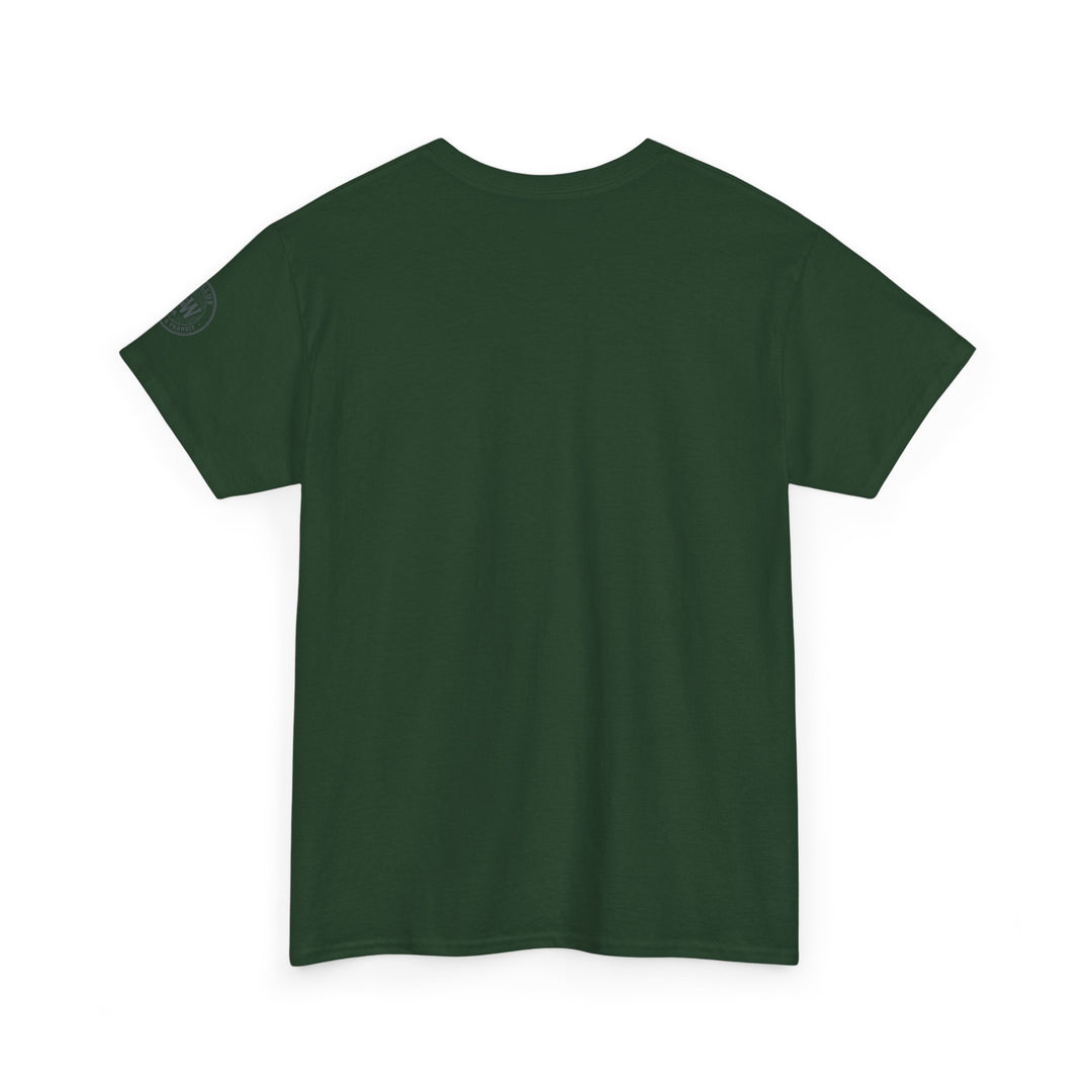 Dark green t-shirt by S&amp;W Gallus, featuring a logo on the sleeve, presented on a white background.