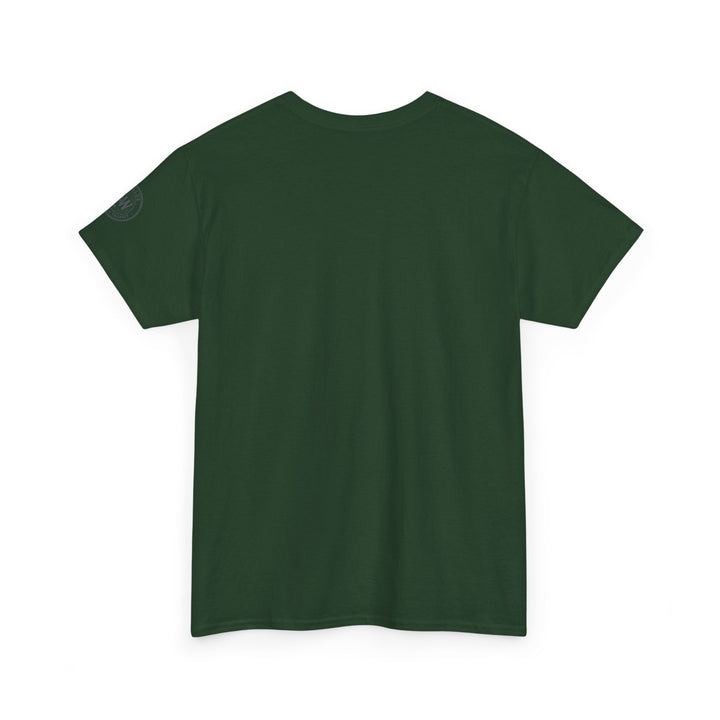 Dark green t-shirt by S&amp;W Gallus, featuring a logo on the sleeve, presented on a white background.