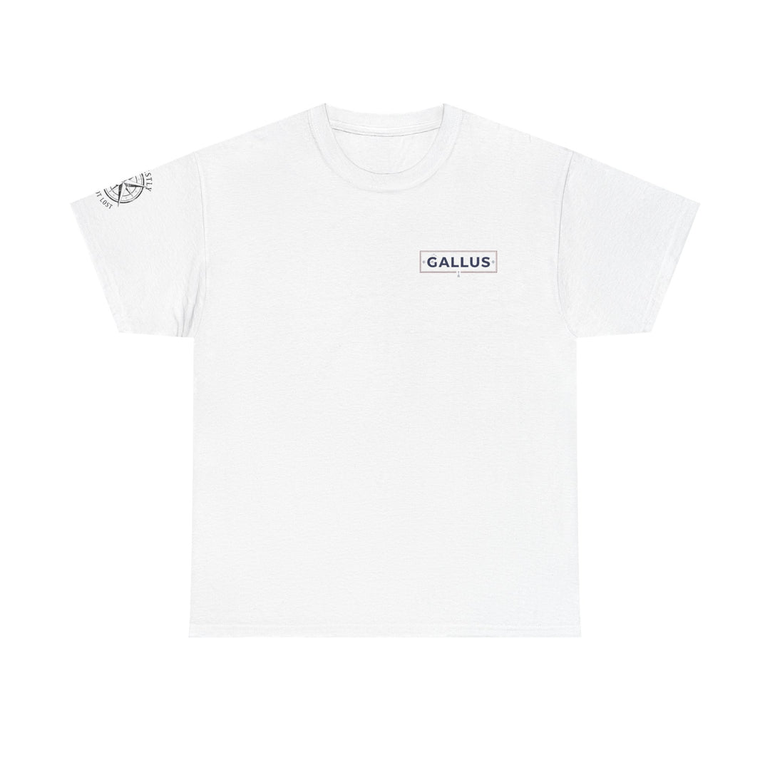 Honestly I am not lost Gallus Minimal Logo Tee — White Graphic T-Shirt
