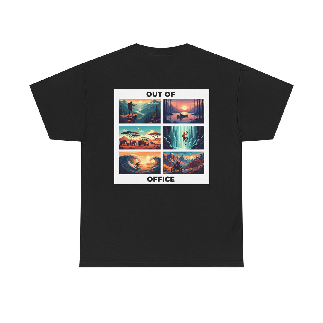 Out of Office Vacation Scenes Tee — Wanderlust Travel Graphic T-Shirt