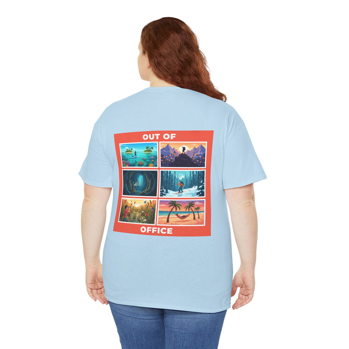 Out of Office Tee — Retro Travel Scenes Vacation Graphic T-Shirt