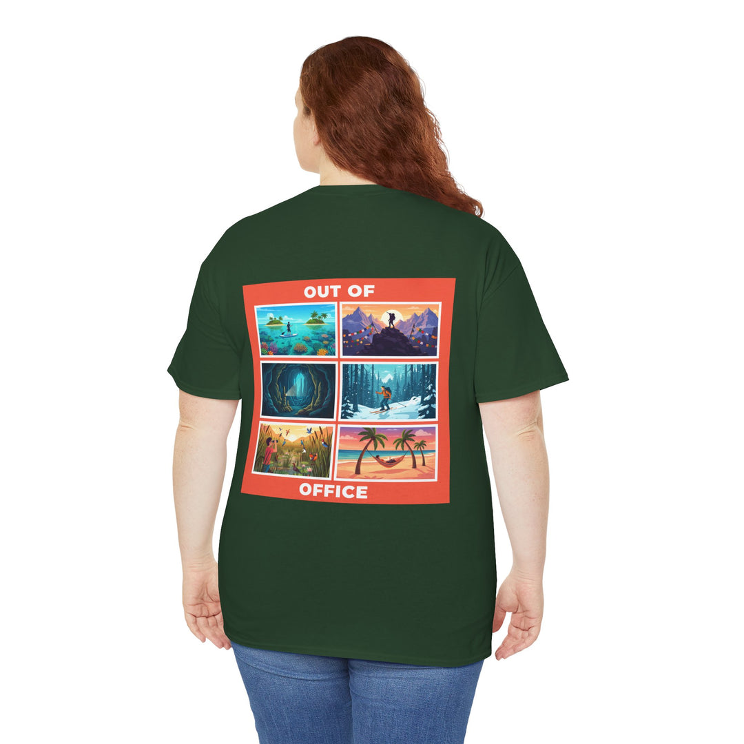 Out of Office Tee — Retro Travel Scenes Vacation Graphic T-Shirt