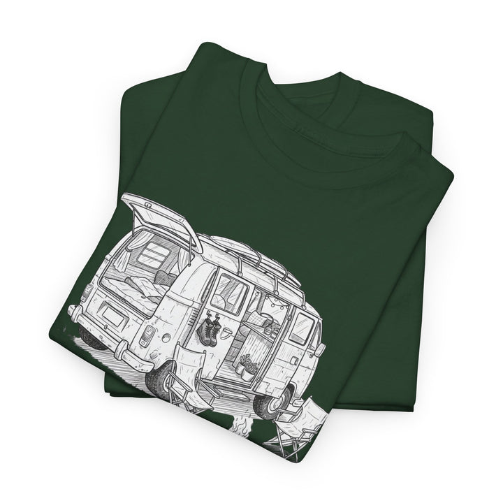 Open Van Sketch T-Shirt featuring a detailed van illustration. Soft, breathable cotton with a relaxed fit for everyday casual style.