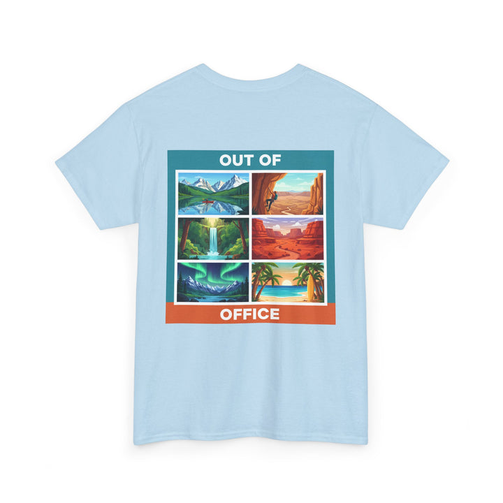 Out of Office Scenic Tee — Vintage Postcard Nature Graphic T-Shirt