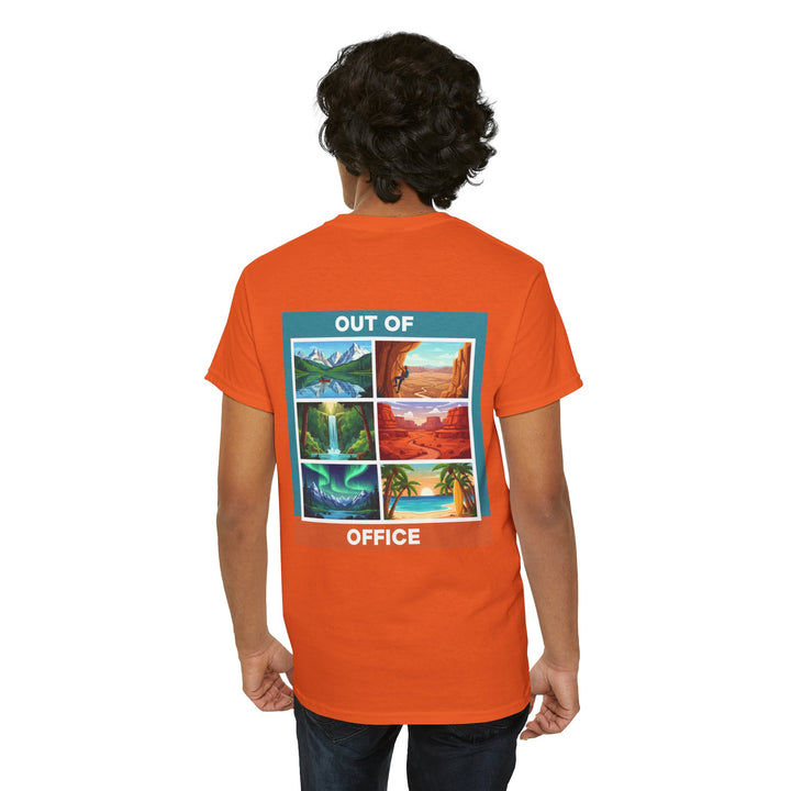 Out of Office Scenic Tee — Vintage Postcard Nature Graphic T-Shirt