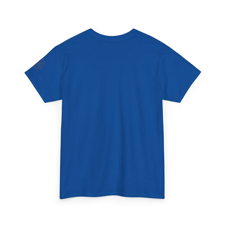 Blue short-sleeve t-shirt by S&amp;W Gallus, featuring a simple crew neck and a logo on the left sleeve.
