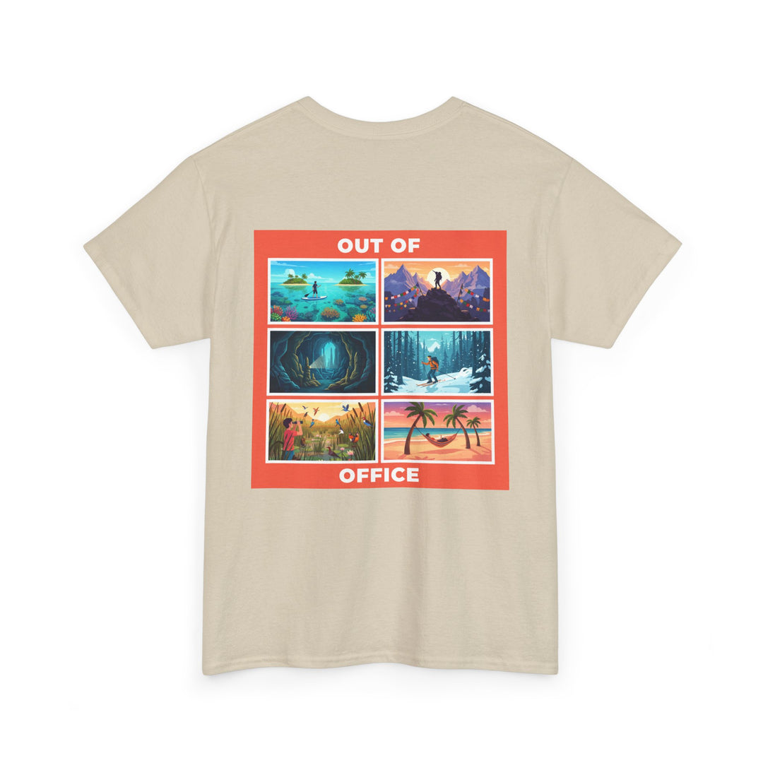 Out of Office Tee — Retro Travel Scenes Vacation Graphic T-Shirt