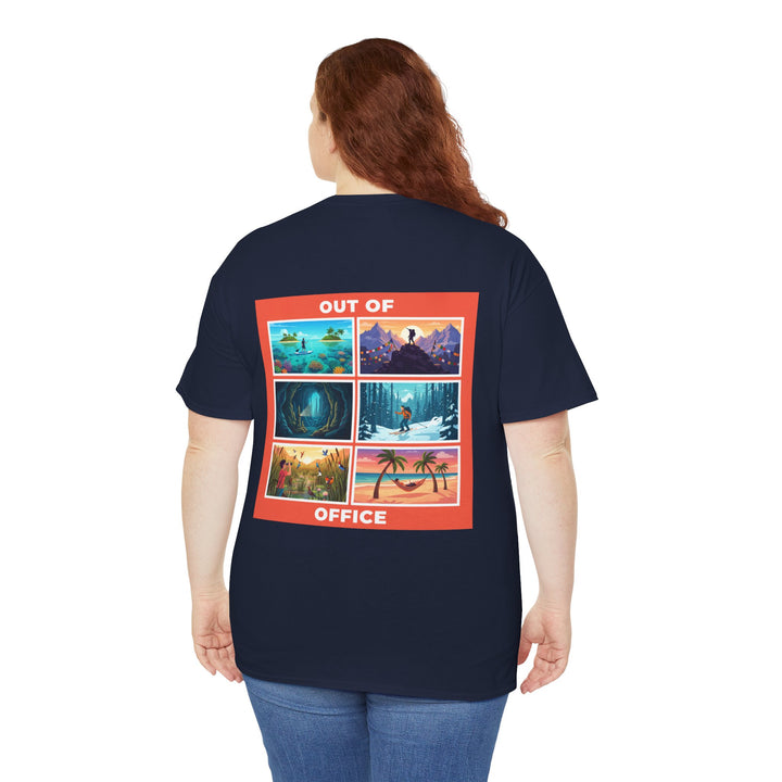 Out of Office Tee — Retro Travel Scenes Vacation Graphic T-Shirt