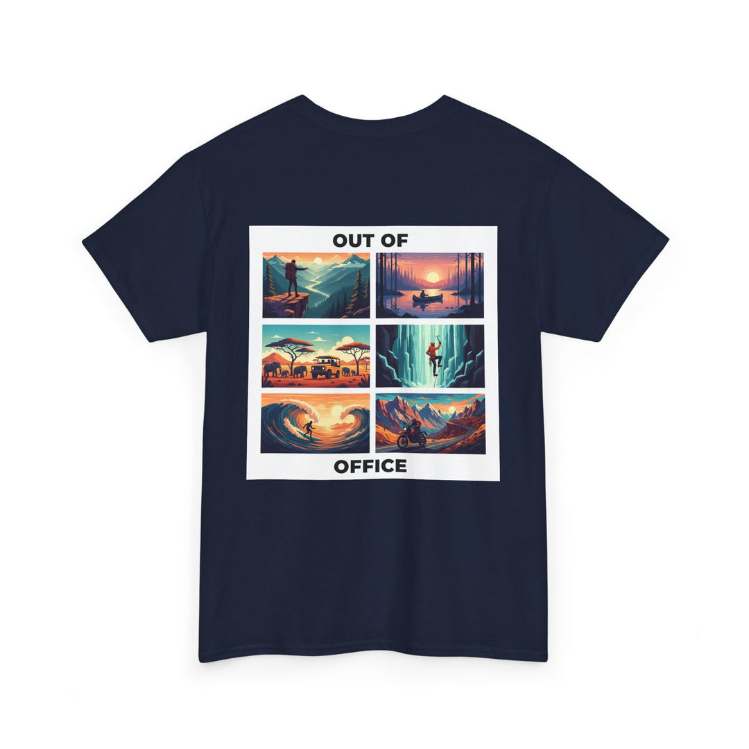 Out of Office Vacation Scenes Tee — Wanderlust Travel Graphic T-Shirt