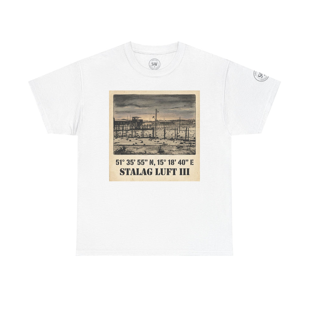 WW2 Stalag Luft III Coordinates Vintage Photo Tee