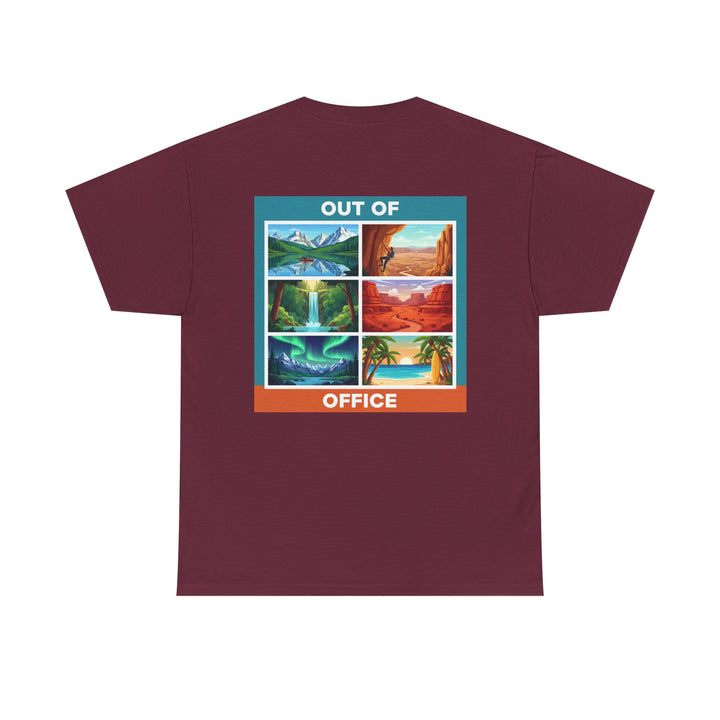 Out of Office Scenic Tee — Vintage Postcard Nature Graphic T-Shirt