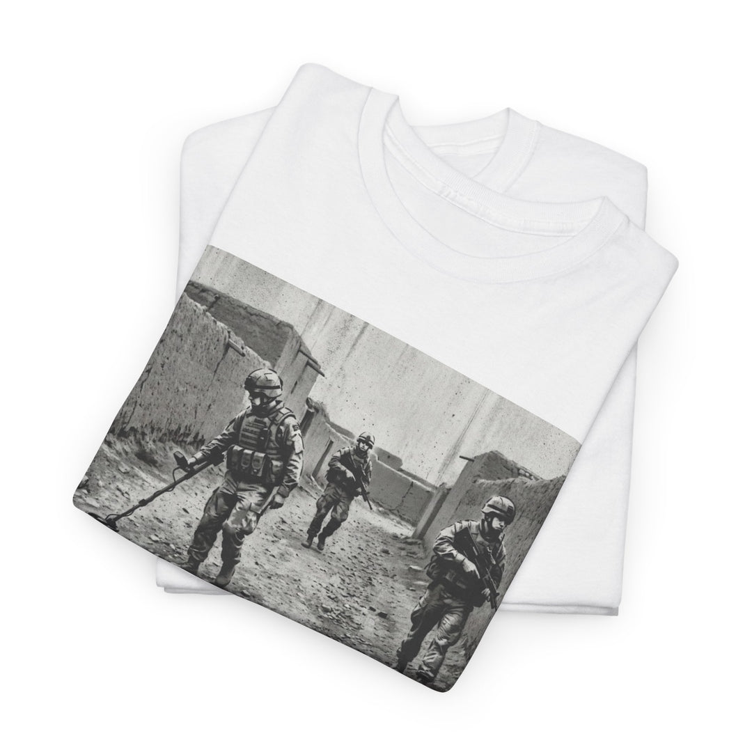 Helmand Vallon Patrol T-Shirt - Vintage Military Graphic Tee - Black &amp; White