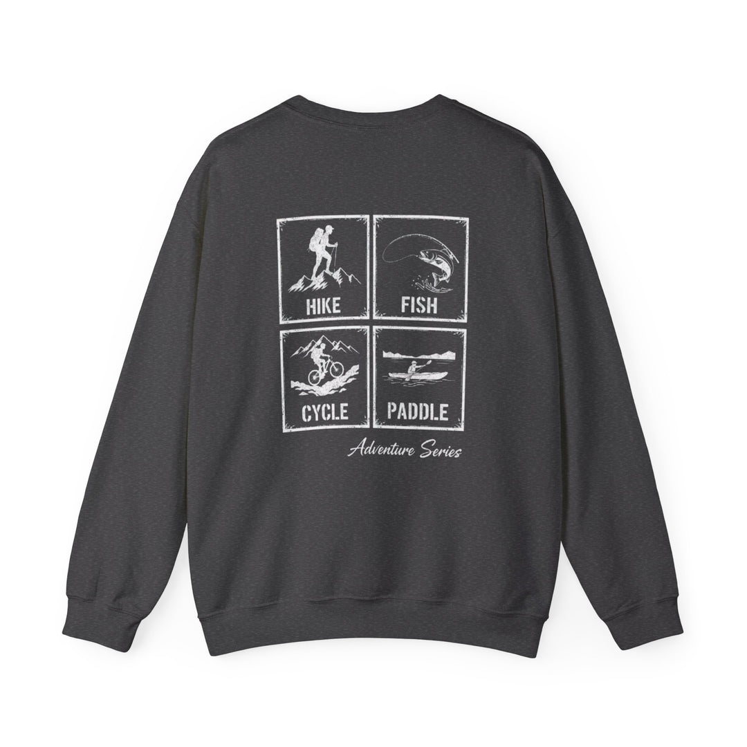 Adventure Crewneck Sweatshirt — Hike Fish Cycle Paddle Logo