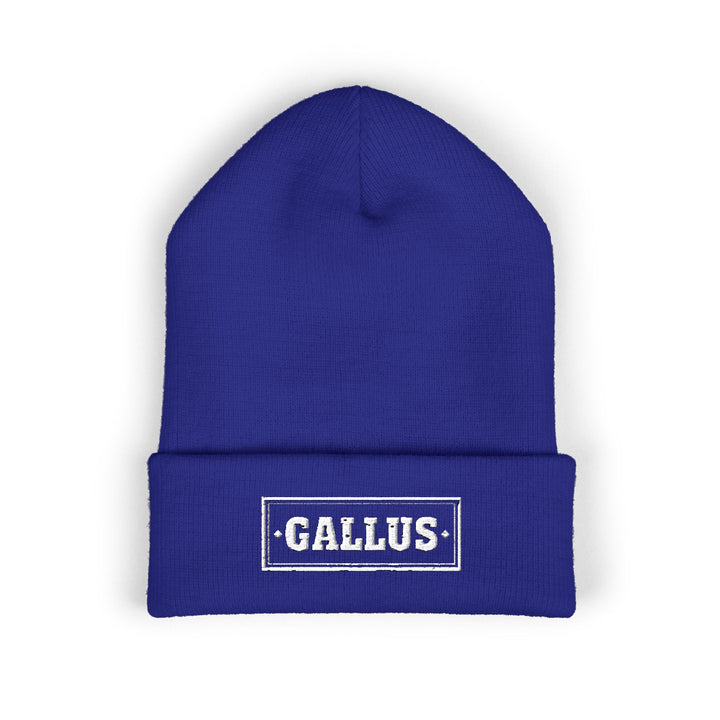 Embroidered "GALLUS" Classic Cuffed Beanie — Red Knit Winter Hat