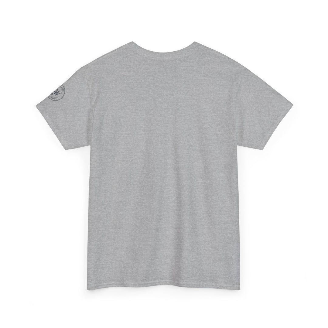 Heather gray t-shirt by S&amp;W Gallus, shown on a white background.