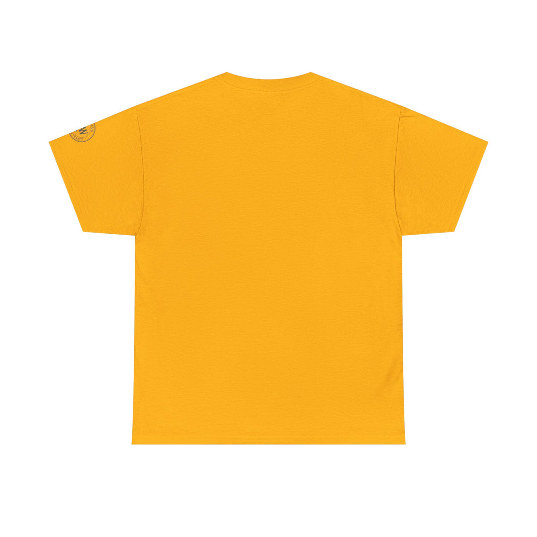Gold t-shirt by S&amp;W Gallus shown on a white background.