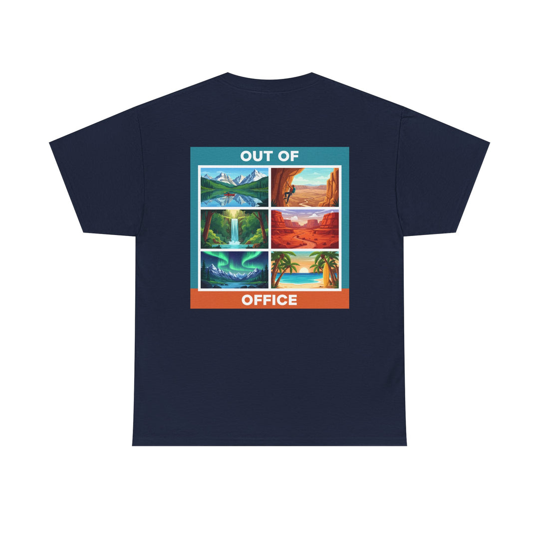 Out of Office Scenic Tee — Vintage Postcard Nature Graphic T-Shirt