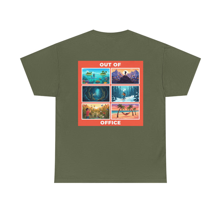 Out of Office Tee — Retro Travel Scenes Vacation Graphic T-Shirt