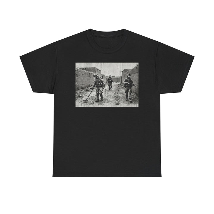 Helmand Vallon Patrol T-Shirt - Vintage Military Graphic Tee - Black &amp; White
