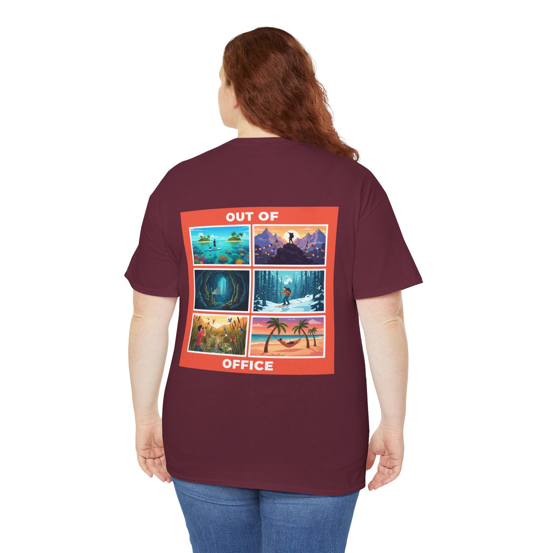 Out of Office Tee — Retro Travel Scenes Vacation Graphic T-Shirt
