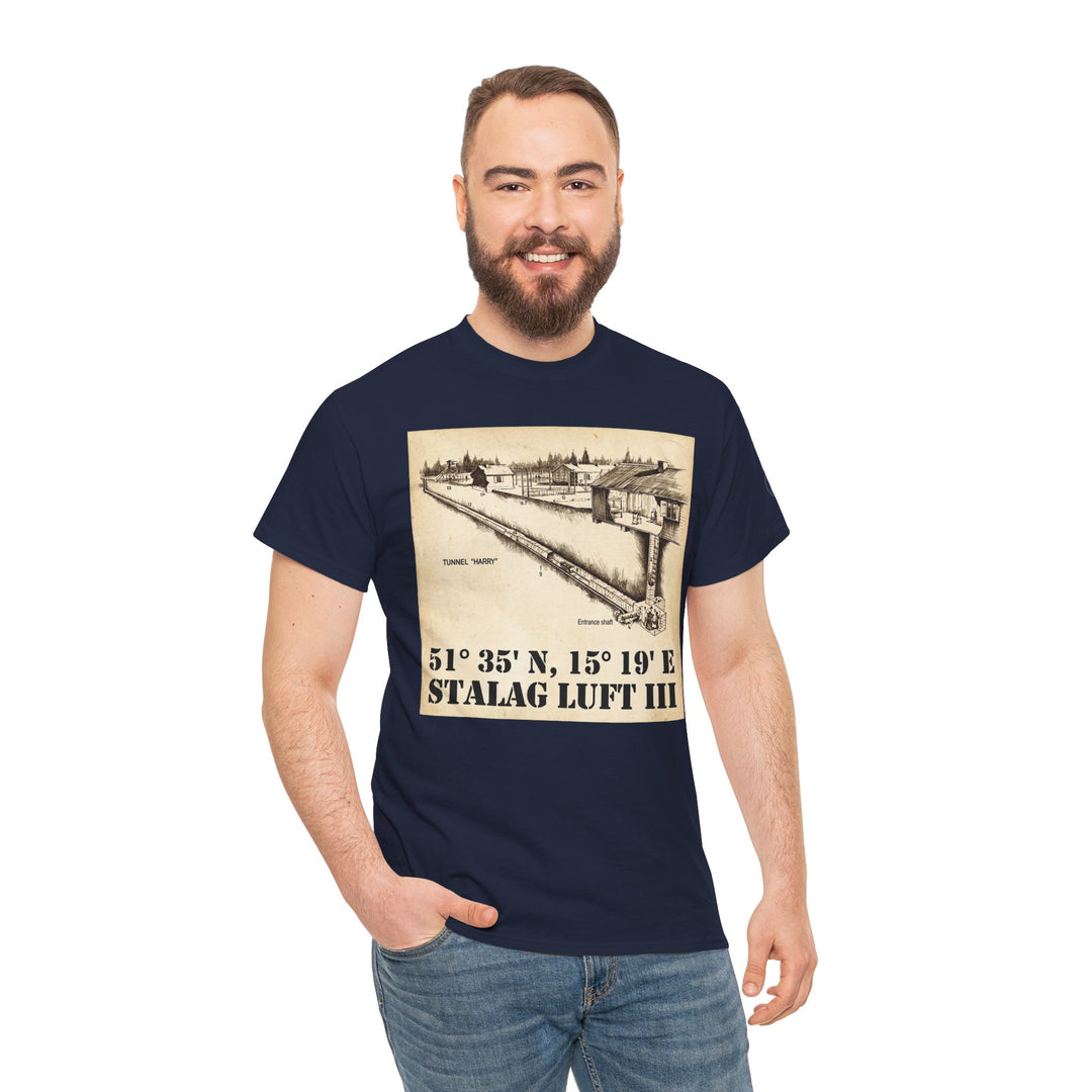 WW2 Stalag Luft III Coordinates Graphic Tee