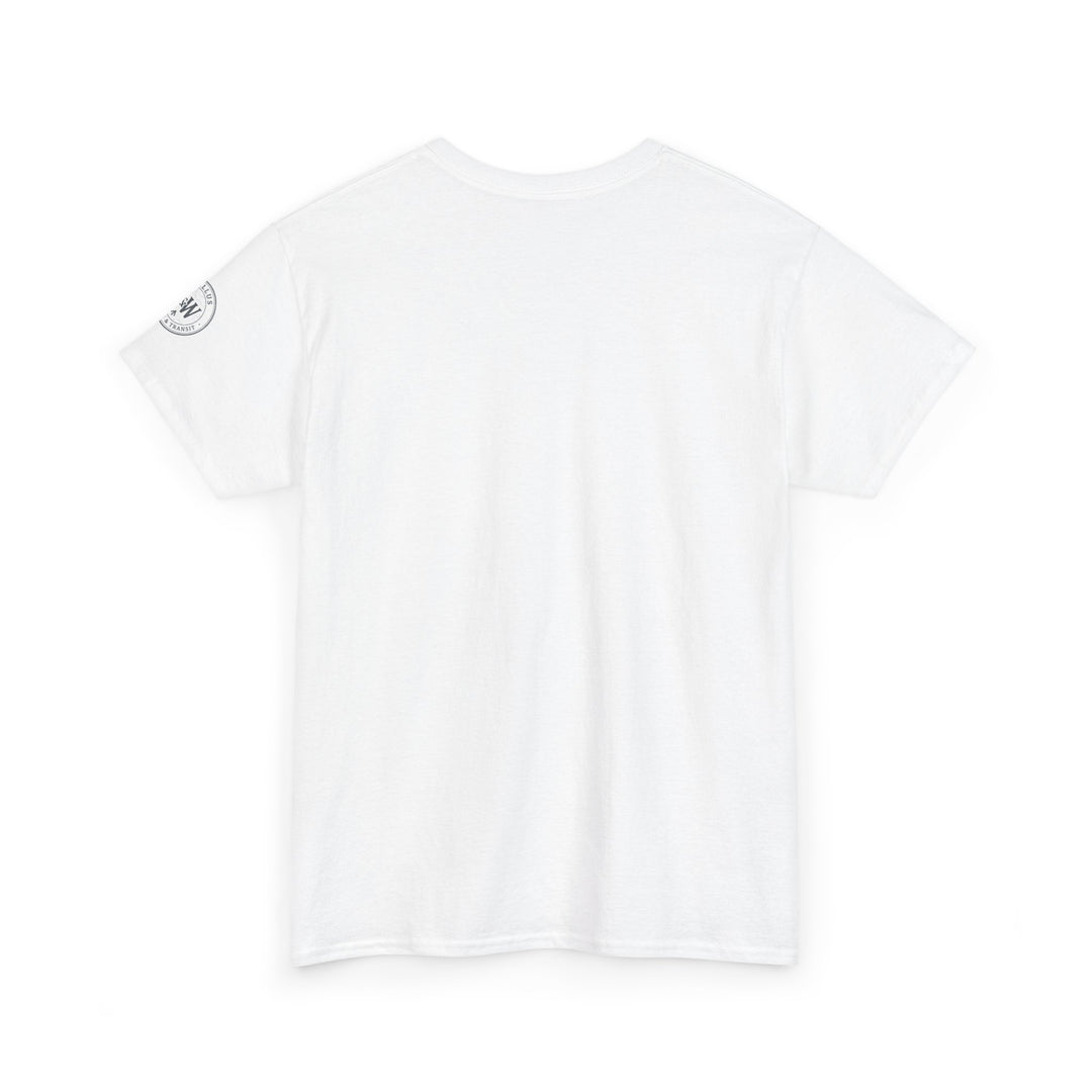 White t-shirt by S&amp;W Gallus, featuring a small logo on the left sleeve.