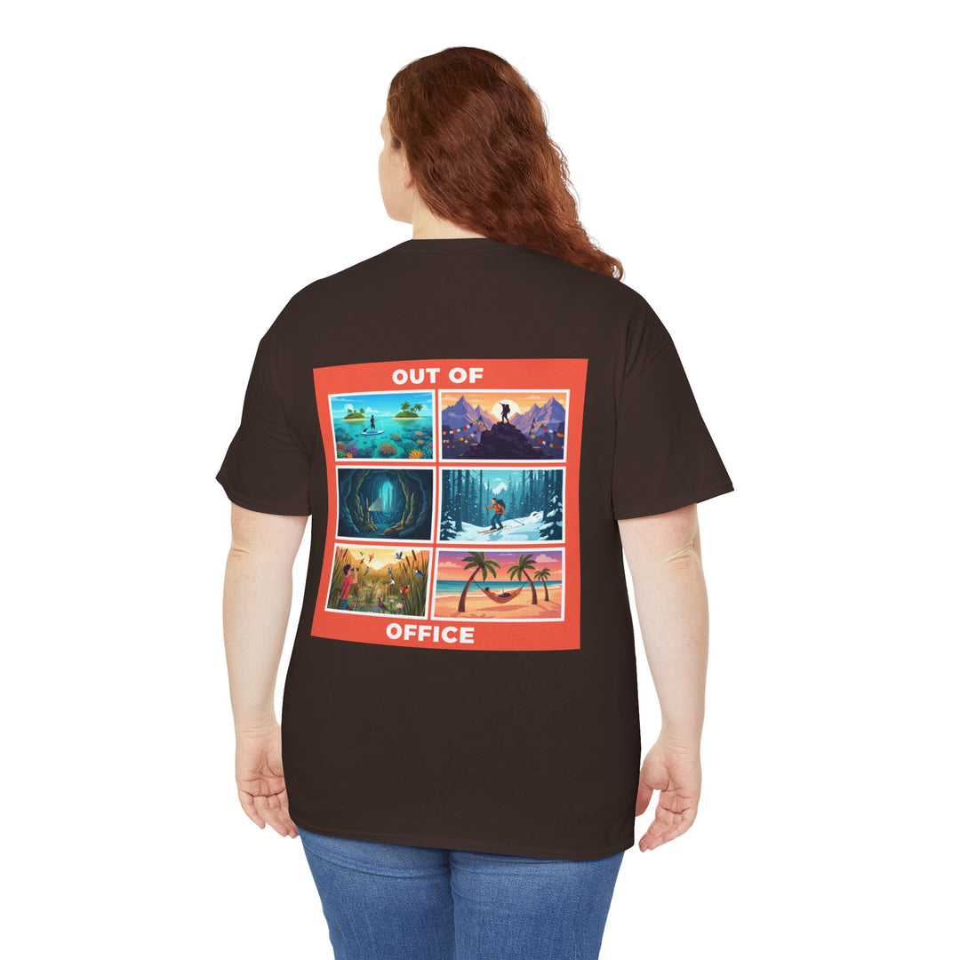 Out of Office Tee — Retro Travel Scenes Vacation Graphic T-Shirt