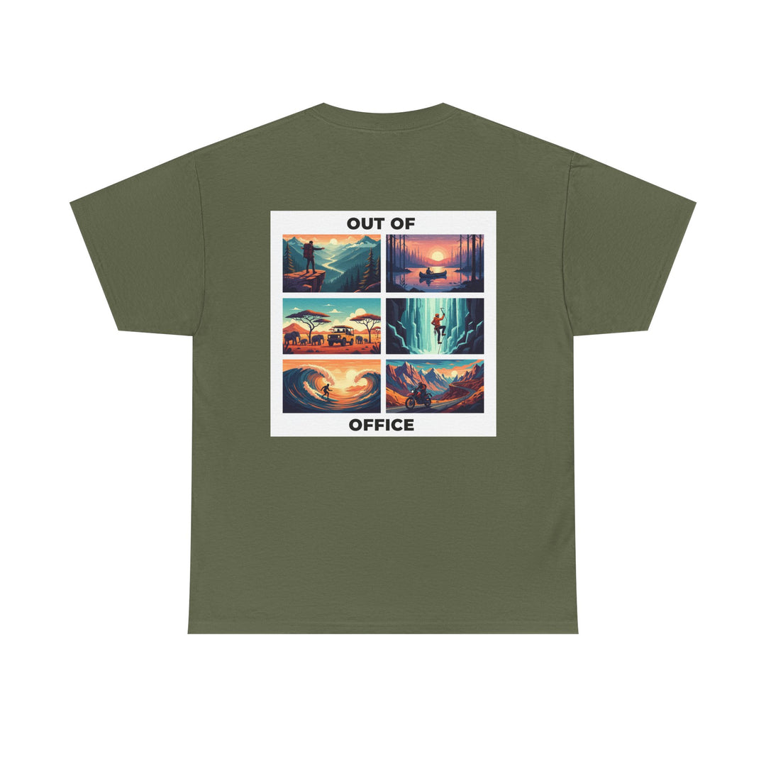 Out of Office Vacation Scenes Tee — Wanderlust Travel Graphic T-Shirt