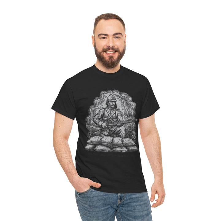 Soldier 1879 T-Shirt featuring a vintage Rorke’s Drift–style rifleman illustration. A bold Anglo-Zulu War tribute design.
