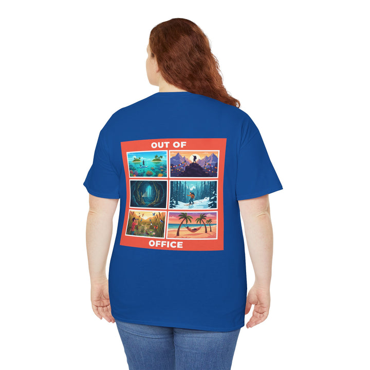 Out of Office Tee — Retro Travel Scenes Vacation Graphic T-Shirt