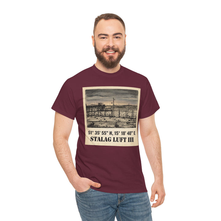 WW2 Stalag Luft III Coordinates Vintage Photo Tee