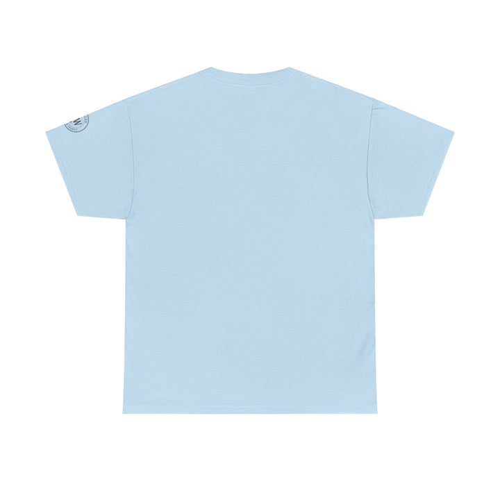 Light blue T-shirt by S&amp;W Gallus with short sleeves and a round neck.