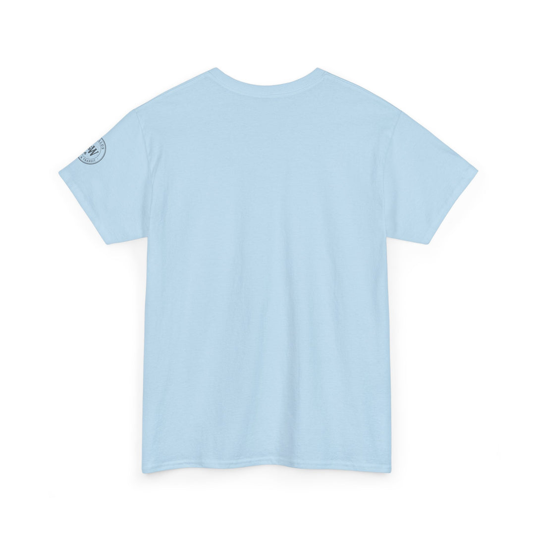 Light blue t-shirt by S&amp;W Gallus, featuring a printed logo on the left sleeve and short sleeves.