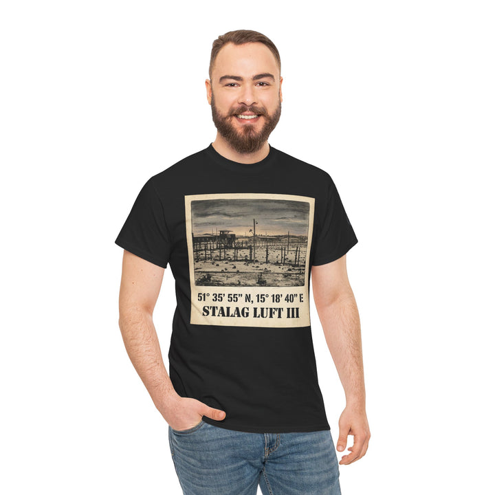 WW2 Stalag Luft III Coordinates Vintage Photo Tee